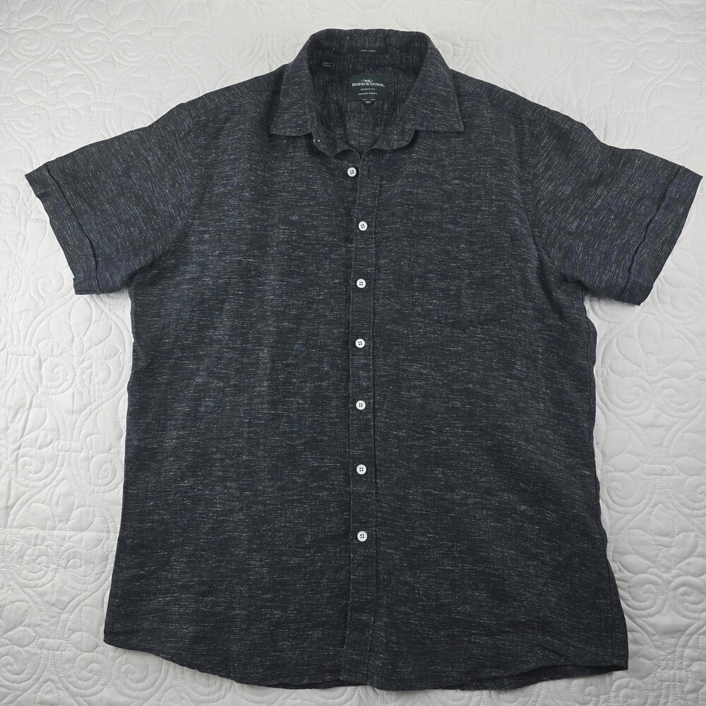 Rodd & Gunn Men's Black Linen Short Sleeve Button-Up Shirt XL - Picture 3 of 7